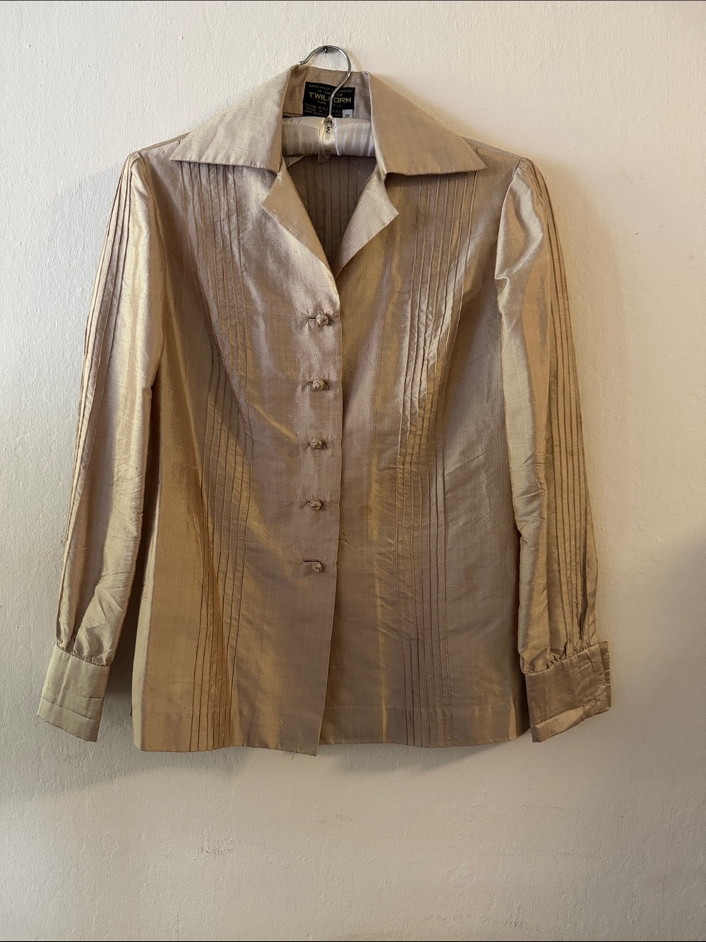 Womens 100% Silk Blouse / Blazer in Light Gold